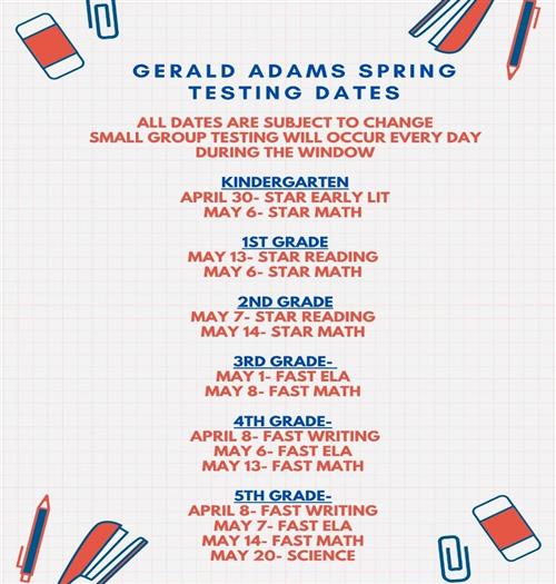  Upcoming Testing Dates